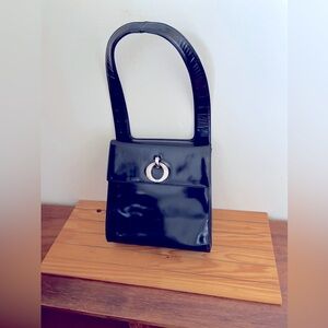 Vintage Christian Dior shoulder bag black patent